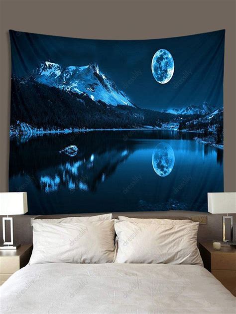 Photo Gallery Moon Light Mountain Lake Print Tapestry