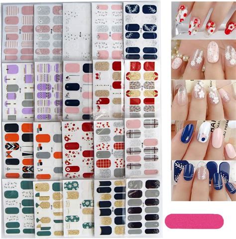 20 Feuilles 280 Pcs 3D Autocollants Pour Ongle Nail Sticker Auto