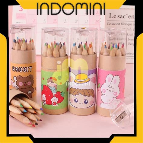 Jual Indomini Pensil Warna 12 In 1 Serutan Pensil Color Pencils