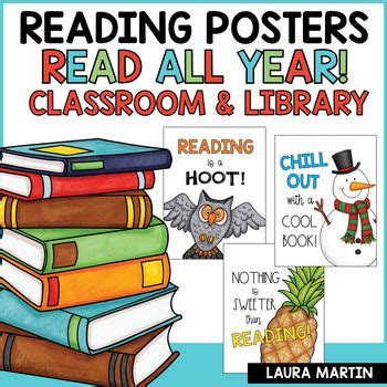 reading posters read all year classroom & library with pictures of ...