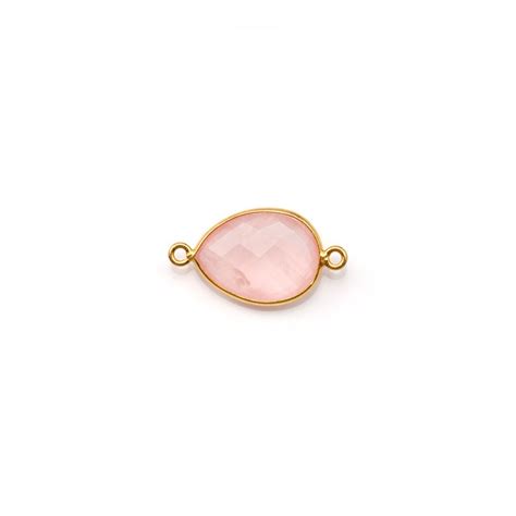 Quartz Rose Goutte Facette Sertie Sur Argent Dor L Or Fin