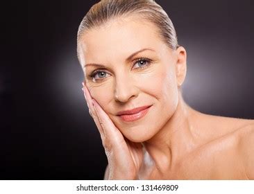 Portrait Elegant Mature Woman Over Black Stock Photo 131469809 Shutterstock
