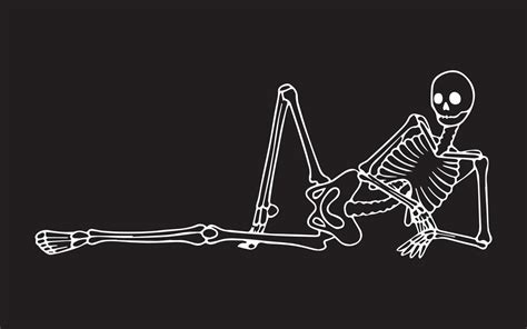 A Lone Skeleton Lies In A Waiting Position Vector Illustration