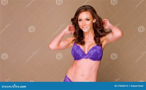 Cute Brunette In Lingerie Dancing While Isolated Stock Footage Video Of Portrait Attractive