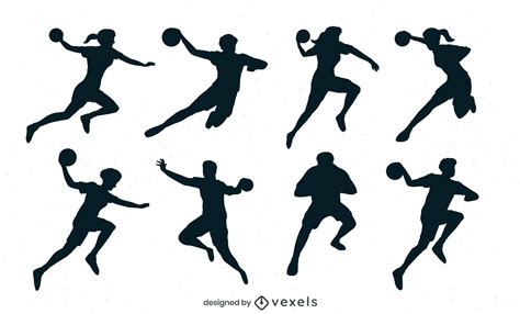 Handball Players Silhouette Set Vector Download