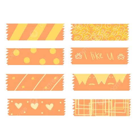 รูปน่ารัก Washi Tape Png ออกแบบสติกเกอร์สีส้มให้ดาวน์โหลดฟรี Png เทป