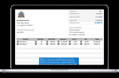 Handyman Invoice Template Housecall Pro