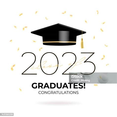 Graduation Ceremony Banner Class Of 2023 Congratulations Graduates Typography Design Template