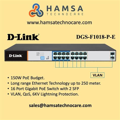 Black LAN Capable D Link 16 Port POE Network Switch Model Name Number