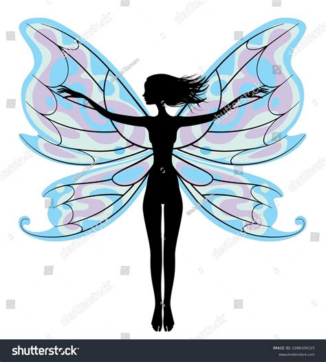 Black Silhouette Standing Naked Fairy Girl Stock Vector Royalty Free Shutterstock