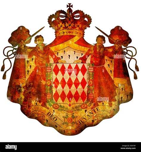 Old Isolated Over White Coat Of Arms Of Monaco Stock Photo Alamy