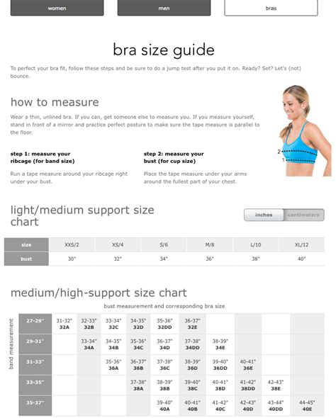 Size Chart Bra Size Guide Perfect Bra Fit Sports Bra Sizing