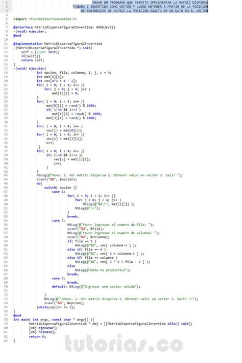 POO Objective C Matriz Dispersa Figura Z Invertida En Vector