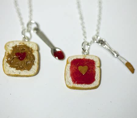 Kawaii Cute Miniature Food Necklaces Bff Peanut Butter Jelly Heart