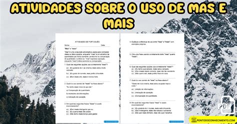 Atividades Sobre O Uso De Mas E Mais Ponto Do Conhecimento