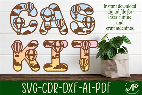 Hot Air Balloon Letters Alphabet Set Creative Fabrica