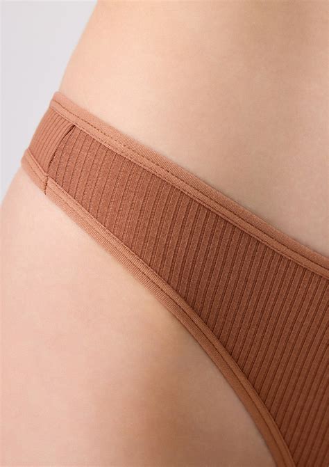 Cotton Rib Thong Briefs Nude Pcs Zeta Curves