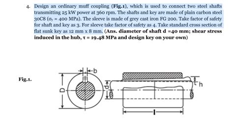 Solved 4 Design An Ordinary Muff Coupling Fig 1 Which Is Chegg