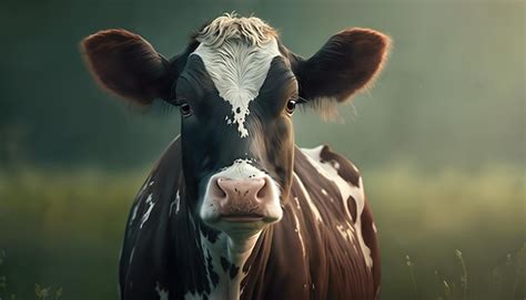 Premium Photo | A cow with a white face and a black face is standing in ...