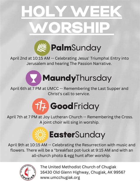 2023 Holy Week Worship Schedule The United Methodist Church Of Chugiak