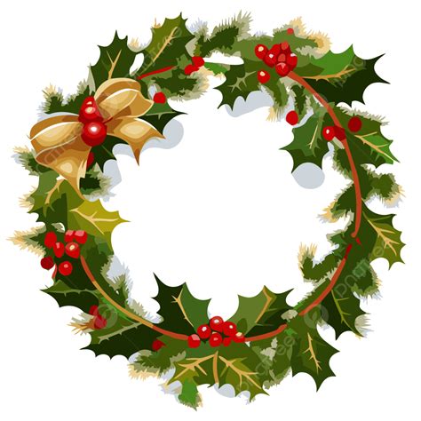 Christmas Wreath Free Sticker Clipart Christmas Holly Wreath Vector Cartoon Sticker Clipart