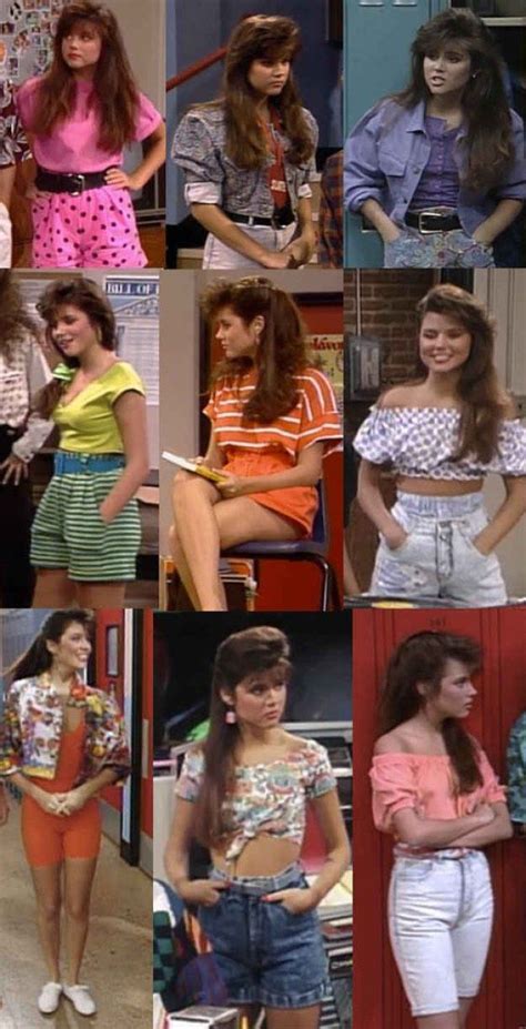 A Selection Of Outfits Worn By Tiffani Thiessen In Saved By The Bell 80s Fashion Trends 80s