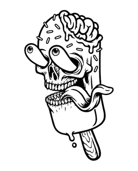 Premium Vector Ice Cream Skull Line Illustration