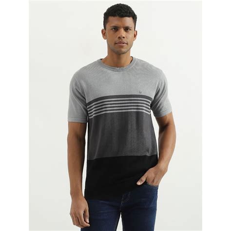 Buy United Colors Of Benetton Grey And Charcoal Regular Fit Round Neck