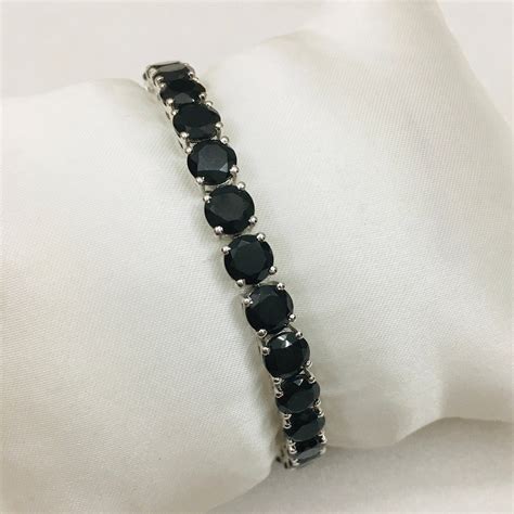 Natural Black Spinel Bracelet 925 Sterling Silver Bracelet 6 Etsy