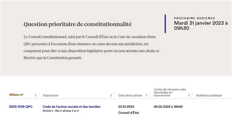 Conseil Constit On Twitter Saisine De L Affaire N2023 1039 QPC Ce 23