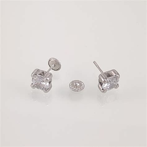 Zarcillos Mm Piochas C Zircon Abridores Screwback Oro Blanco