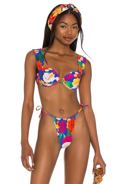 WeWoreWhat Claudia Bikini Top In Abstract Floral Sapphire Multi REVOLVE