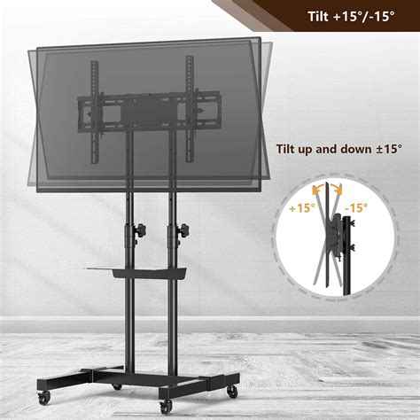 TAVR Mobile TV Stand Rolling TV Cart Floor Stand With Mount On Lockable