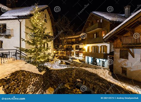 Village of Megeve on Christmas Eve Stock Image - Image of illuminated ...