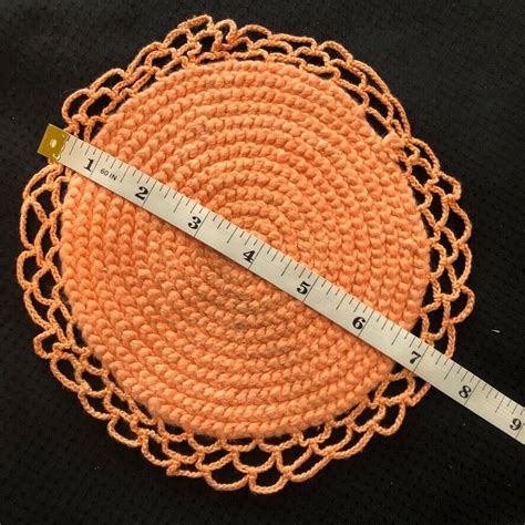 Vintage Mid Century Hand Crocheted Doilies Lot Of 4 Peach And Yellow Cottage Ebay