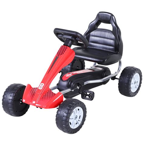 Aosom Pedal Powered Go Kart Racer For Kids Red