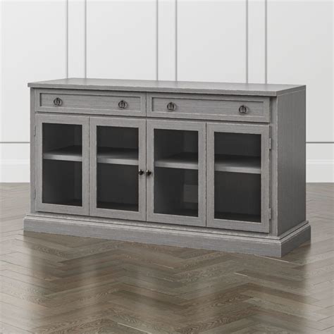 Cameo 62 Grey Modular Media Console With Glass Doors Reviews Crate