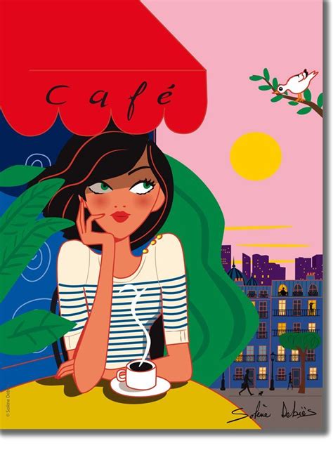 Affiche Au Caf Par L Artiste Illustratrice Sol Ne Debi S