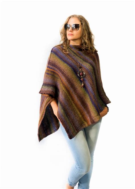 Poncho For Women Hand Knitted Boho Poncho Clothing T For Her