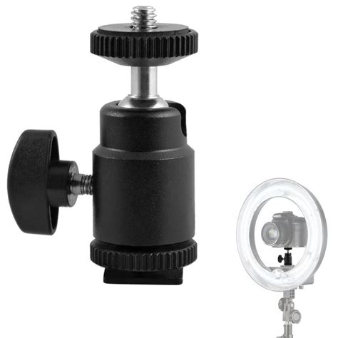 Mini Ball Head Hot Shoe Mount Adapter 360 Degree Rotation With 1 4 Screw Mount For DSLR Cameras