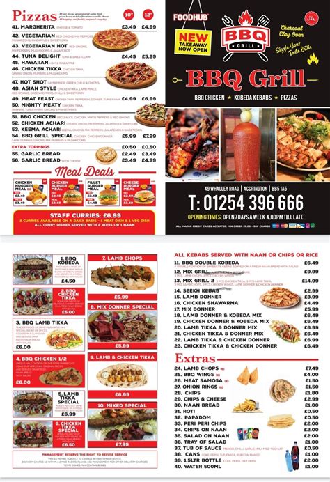 Menu At Bbq Grill Accrington Halal Accrington