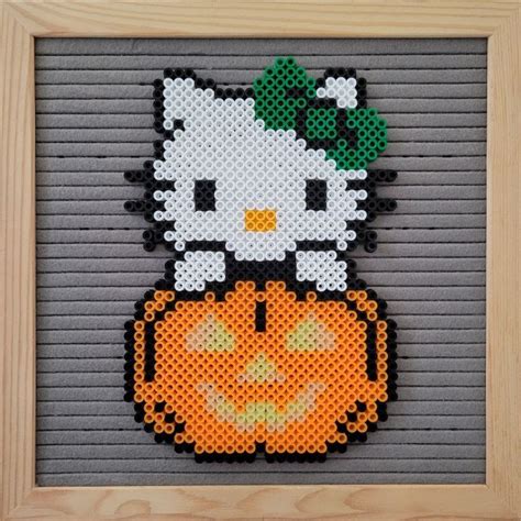 Hello Kitty Pumpkin Kitty Perler Bead Design | Perler beads, Easy ...