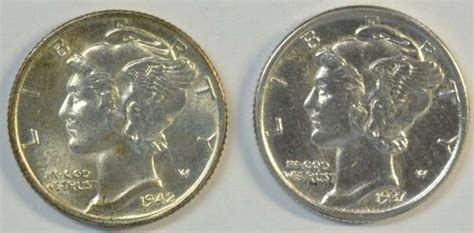 P S Mercury Dimes Gem Bu Full Split Bands U S Auction