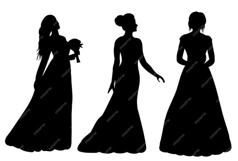 Premium Vector Princess Bride Silhouette On White Background Isolated