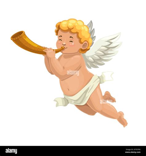 Cherub blowing horn Stock Vector Images - Alamy