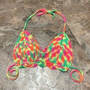 Hand Crafted Tops Neon Bright Crochet Bikini Top Poshmark