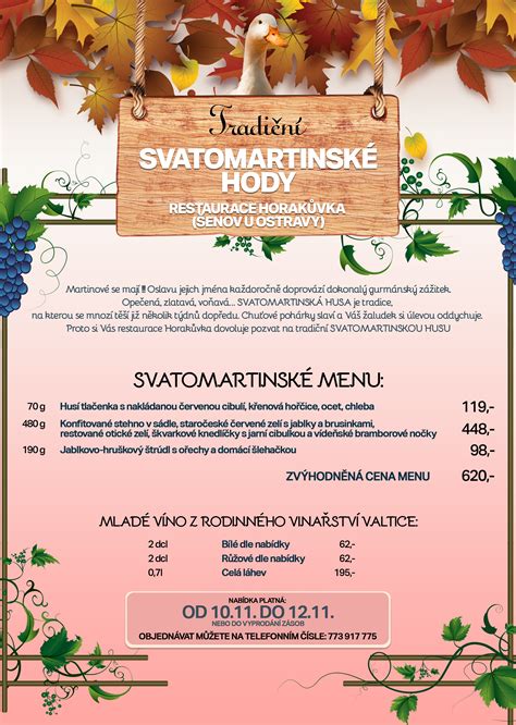 Svatomartinské hody Horakůvka restaurace