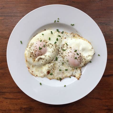 Basted Eggs Runny Yolks With Crispy Egg White Edges