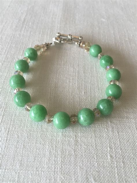 Jade Gemstone Bracelet Mint Green Jade Bracelet Beaded