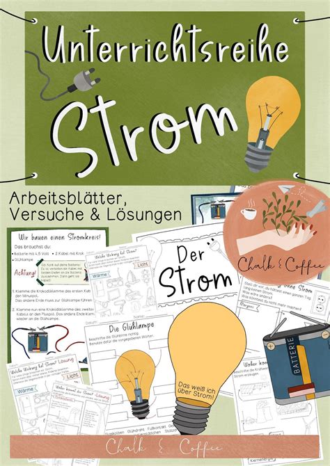 Unterrichtsreihe Strom Arbeitsblätter Experimente Lösungen PDF